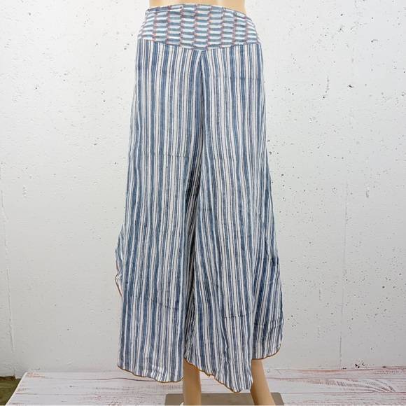 Blu Nomad size 1 XS Geo Blue Striped Wide Leg Bohemian Palazzo Pants Blunomad - Picture 5 of 15